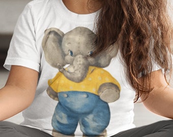 Organic Vintage Elephant Tee Shirt. Cute Elephant Shirt. Toddler Shirt. Baby T-Shirt. Baby Ellie Shirt. Unisex Shower Gift. Animal Birthday.