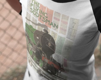 Steam Train Raglan Shirt, Flying Scotsman Vintage Graphic Kid's Baseball Shirt, choose color and size 3 months to 12 years