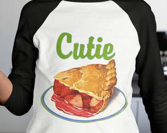 Retro Shirt, Cutie Pie, Baseball Shirt, Raglan Shirt, Cute Shirt, Gift for Him, Boys Shirt, Girl's Shirt, Gift for Her, Sweet as Pie
