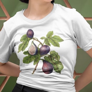 Purple Figs Retro Shirt. Beautiful Unisex or Women's Organic Cotton Shirt. Birthday Gift for Him or Her. Printing and Blanks Made in USA.