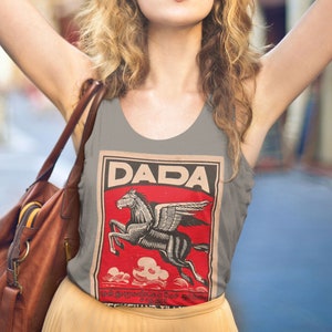 Dada Pegasus Women&#39;s Racerback Tank. Retro Summer Horse with Wings Tank Top Shirt.