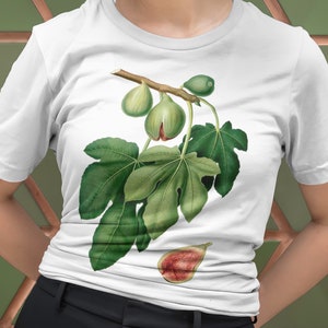 Green Figs Retro Shirt. Beautiful Unisex or Women's Organic Cotton Shirt. Birthday Gift for Him or Her. Printing and Blanks Made in USA.