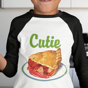 Retro Shirt, Cutie Pie, Baseball Shirt, Raglan Shirt, Cute Shirt, Gift for Him, Boys Shirt, Girl's Shirt, Gift for Her, Sweet as Pie