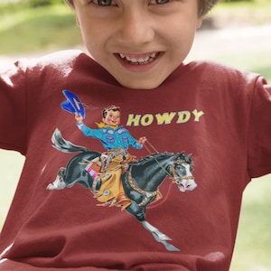 Howdy Cowboy Toddler Short Sleeve Tee Shirt. Country Western Toddler Gift. Birthday Buckaroo T-Shirt.