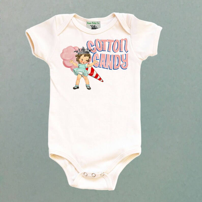 Cotton Candy Short Sleeve One Piece Baby Bodysuit Organic Onesie\u2122 New Baby Gift Retro Baby Shower Princess Outift