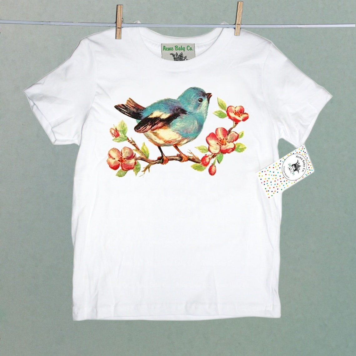 Retro Bluebird Shirt. Organic Blue Bird Tshirt Bird and Etsy