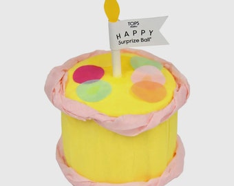 Deluxe Surprize Ball Birthday Cake. Surprise Ball with Paper Candle. Party Favor. Birthday Party Favors. Fun Colorful Hostess or Guest Gift.