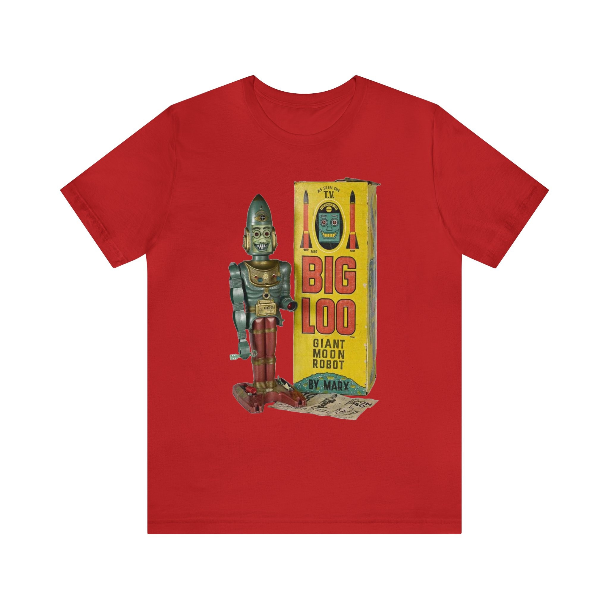 Retro Cotton Tee, Big Loo Robot Unisex Tee. Sci Fi T-shirt. Gift