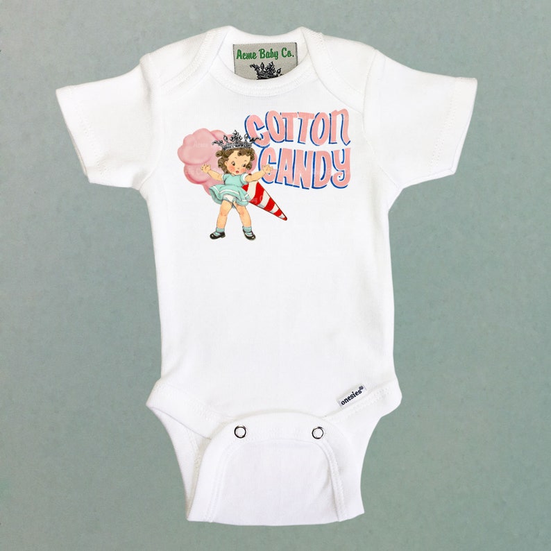 Cotton Candy Short Sleeve One Piece Baby Bodysuit Organic Onesie\u2122 New Baby Gift Retro Baby Shower Princess Outift