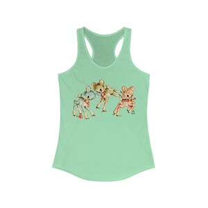 Pastel Deer Racerback Tank. Summer Rockabilly Pinup Tank Top Shirt. Birthday Gift for Her. Solid Mint