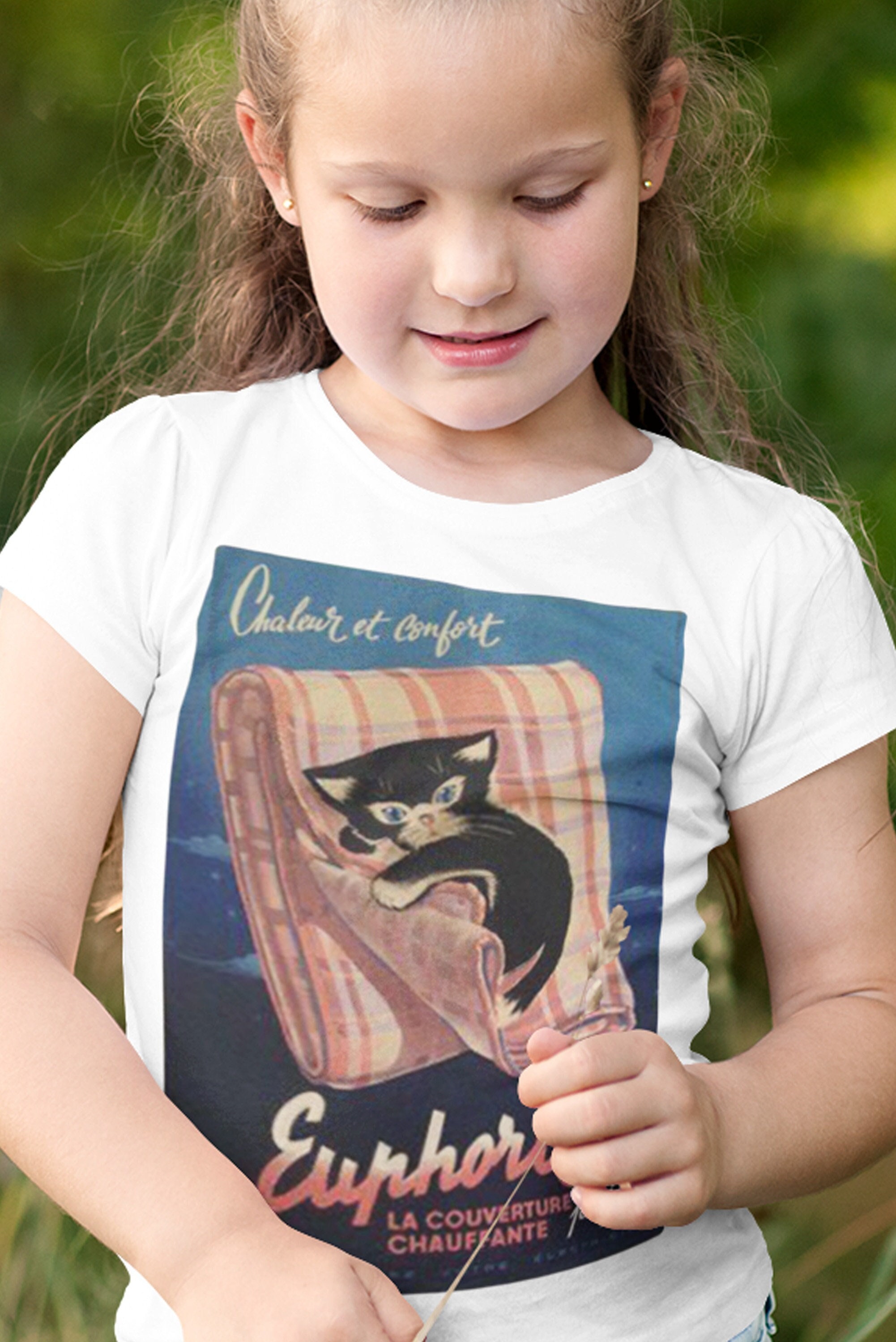 Retro Kitten Shirt. Gift for Girl. Toddler Teen Vintage Kitty Cat 