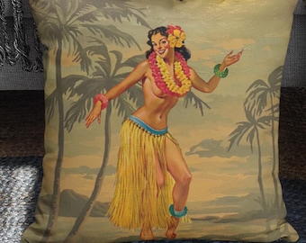 Sunset Wahine Tiki Lounge Premium Pillow