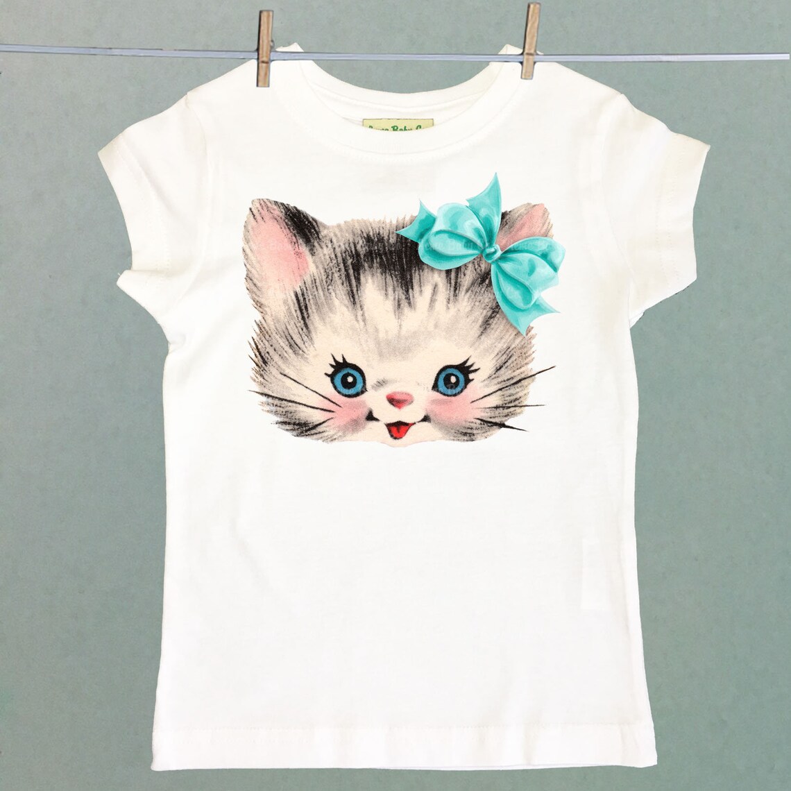 Retro Girl's Kitschy Kitty Cat Shirt. Vintage Kitsch Top. Etsy
