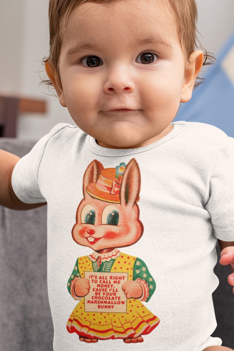 Organic Kitschy Cute Marshmallow Bunny Rabbit Baby Shirt. Cute Etsy