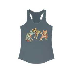 Pastel Deer Racerback Tank. Summer Rockabilly Pinup Tank Top Shirt. Birthday Gift for Her. Solid Indigo