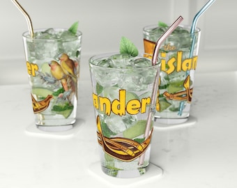 Het Islander Tiki-pintglas. Hawaiiaans barbierglas. 16oz