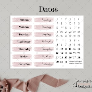 GOALGETTER Date Covers Planner Stickers , a la carte , Fashion Girl Sticker Fall , Hp , bullet , journal , Hobonichi , bujo , goals , clear