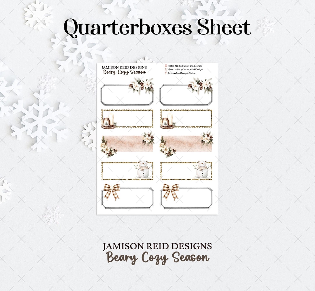 Beary Cozy Quarter Box Planner Stickers | Functional Stickers | Label ...
