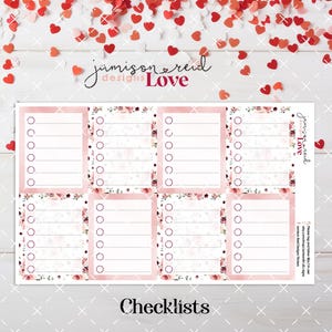 Arkusz naklejek do planera LOVE a la carte CHECKLISTS, naklejka Fashion Girl, Eclp, Hp, bullet, journal, Hobonichi, bujo, Valentine