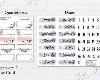 SNOW COLD  Planner Stickers a la carte or kit , Fashion Girl Sticker Winter Autumn Eclp Hp  bullet journal Hobonichi journey