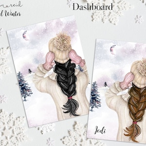 Magical Winter Planner Dashboard, Personalized Planner , Happy Planner Dashboard, Agenda, gm mm pm, Personal A5 Inserts,Planner Inserts Hobo