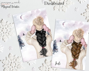 Magical Winter Planner Dashboard, Personalized Planner , Happy Planner Dashboard, Agenda, gm mm pm, Personal A5 Inserts,Planner Inserts Hobo