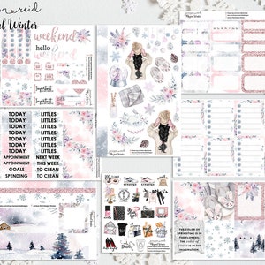 Planner Stickers Magical Winter a la carte or kit , Fashion Girl Sticker Winter Autumn Eclp Hp  bullet journal Hobonichi