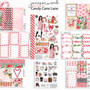 Candy Cane Lane Planner Stickers a la carte or kit , Fashion Girl Sticker Winter Autumn Eclp Hp  bullet journal Hobonichi