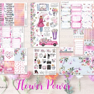 FLOWER POWER Planner Stickers a la carte or kit , Fashion Girl Sticker Winter Autumn Eclp Hp  bullet journal Hobonichi Spring Weekly