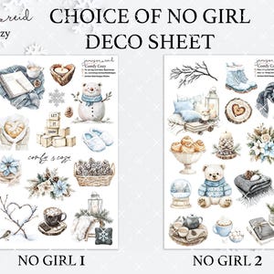 Choice of Comfy Cozy  Planner NO GIRL DECO Stickers , a la carte , winter , bullet , journaling , Hobonichi , bujo , clear, sticker