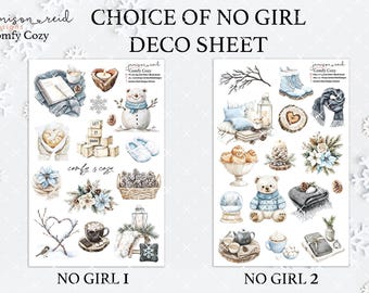 Choice of Comfy Cozy  Planner NO GIRL DECO Stickers , a la carte , winter , bullet , journaling , Hobonichi , bujo , clear, sticker