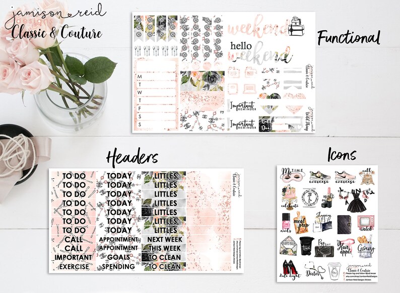 CLASSIC & COUTURE Planner Stickers a la carte or kit , Fashion Girl Sticker Winter Autumn Eclp Hp bullet journal Hobonichi image 5