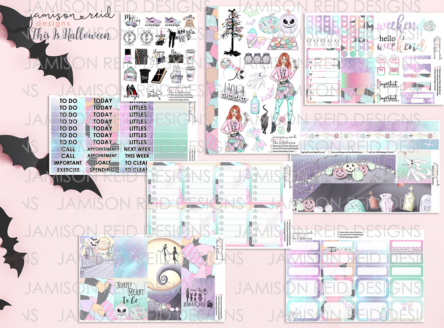 Planner Stickers This is Halloween Kit , Fashion Girl Stickers Fall ...