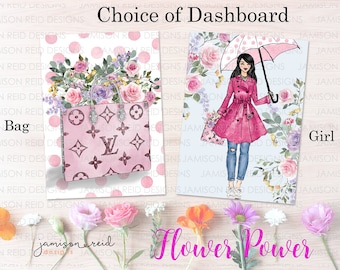 FLOWER POWER Planner Dashboard, Personalized Planner , Happy Planner Dashboard, Agenda, gm mm pm, Personal A5 Inserts, Planner Inserts Hobo