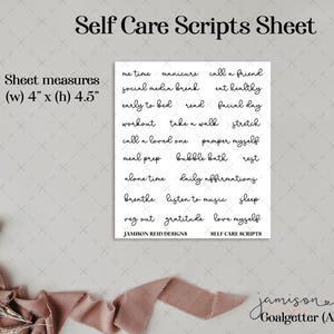 Naklejki do planera GOALGETTER Self Care Scripts, a la carte, naklejka Fashion Girl, Hp, bullet, journal, Hobonichi, bujo, folia, clear