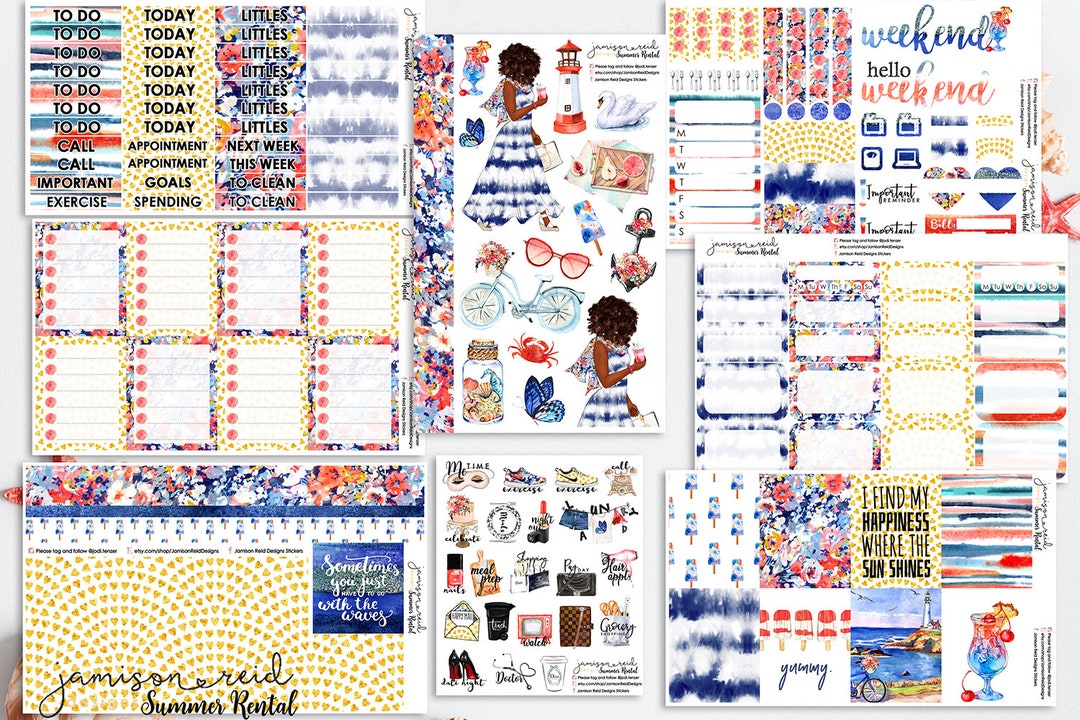 SUMMER RENTAL Planner Stickers a La Carte or Kit , Fashion Girl Sticker ...