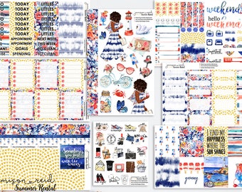 SUMMER RENTAL Planner Stickers a la carte or kit , Fashion Girl Sticker Winter Autumn Eclp Hp  bullet journal Hobonichi