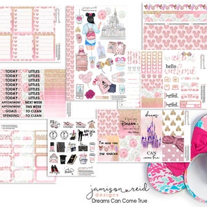 Planner Stickers Dreams Come True a la carte or kit / Fashion Girl Planner Sticker / Eclp / Hp / bullet journal / Hobonichi / magic / castle