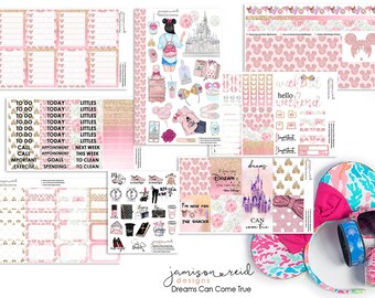 Planner Stickers Dreams Come True a la carte or kit / Fashion Girl Planner Sticker / Eclp / Hp / bullet journal / Hobonichi / magic / castle