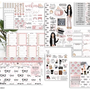 WFH Planner Stickers a la carte or kit , Fashion Girl Sticker Winter Autumn Eclp Hp  bullet journal Hobonichi