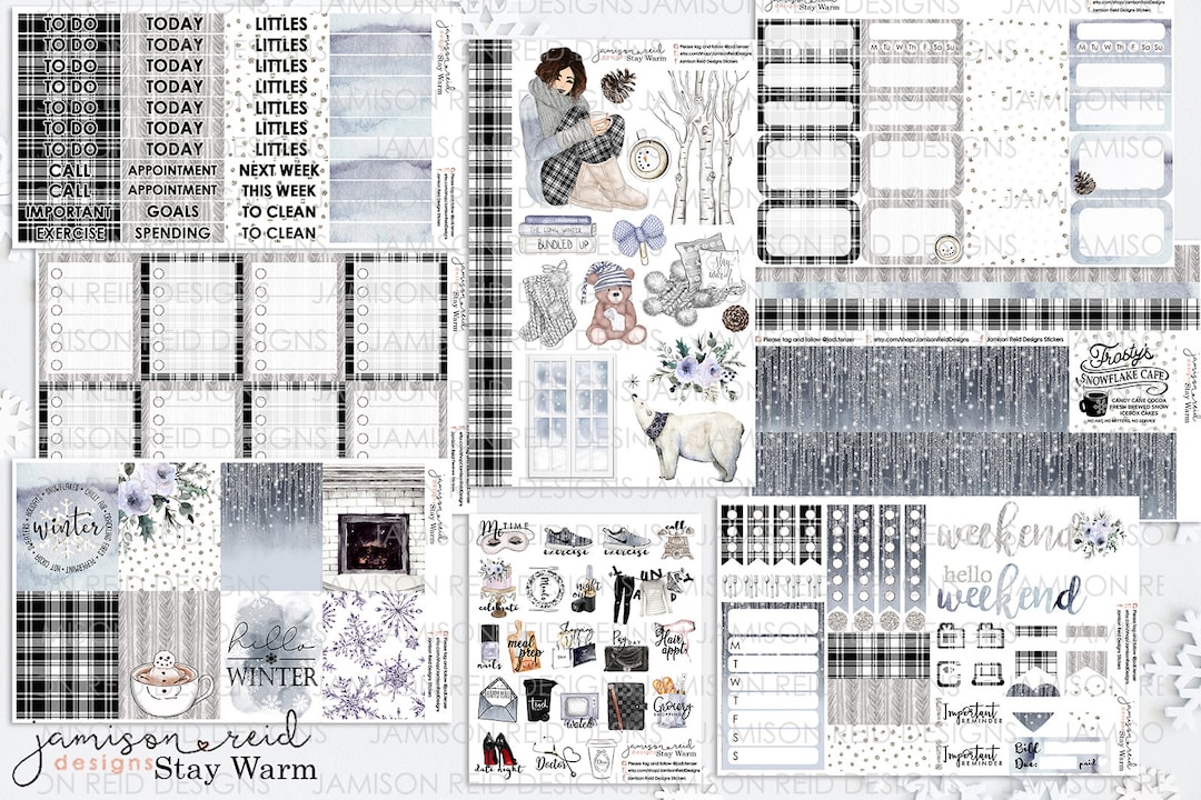 STAY WARM Planner Stickers a La Carte or Kit , Fashion Girl Sticker ...