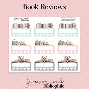 BIBLIOPHILE a la carte REVIEWS Planner Sticker Sheet , Fashion Girl Sticker , Eclp , Hp , bullet , journal , Hobonichi , bujo , books , read