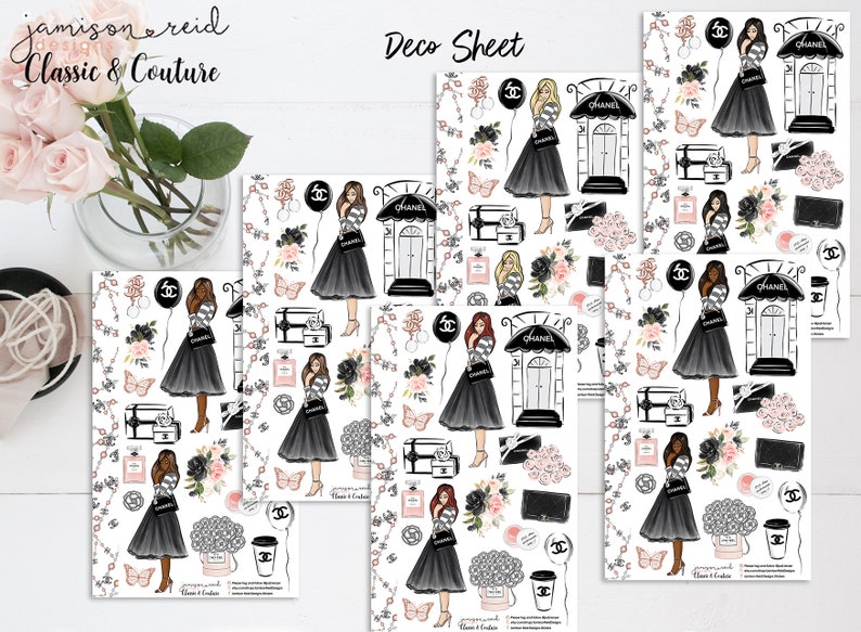 CLASSIC & COUTURE Planner Stickers a la carte or kit , Fashion Girl Sticker Winter Autumn Eclp Hp bullet journal Hobonichi image 2
