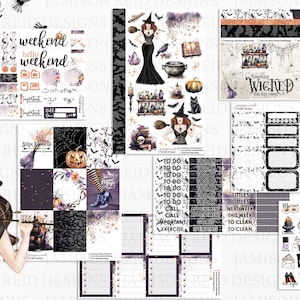LIL BIT WICKED Planner Stickers a la carte or kit , Fashion Girl Sticker Winter Autumn Eclp Hp  bullet journal Hobonichi