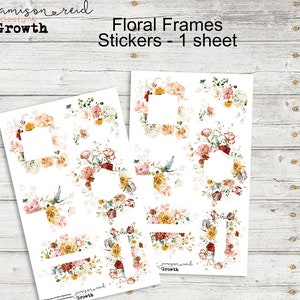 GROWTH Floral Frames Planner Stickers a la carte or kit , Fashion Girl Sticker Winter Autumn Eclp Hp  bullet journal Hobonichi