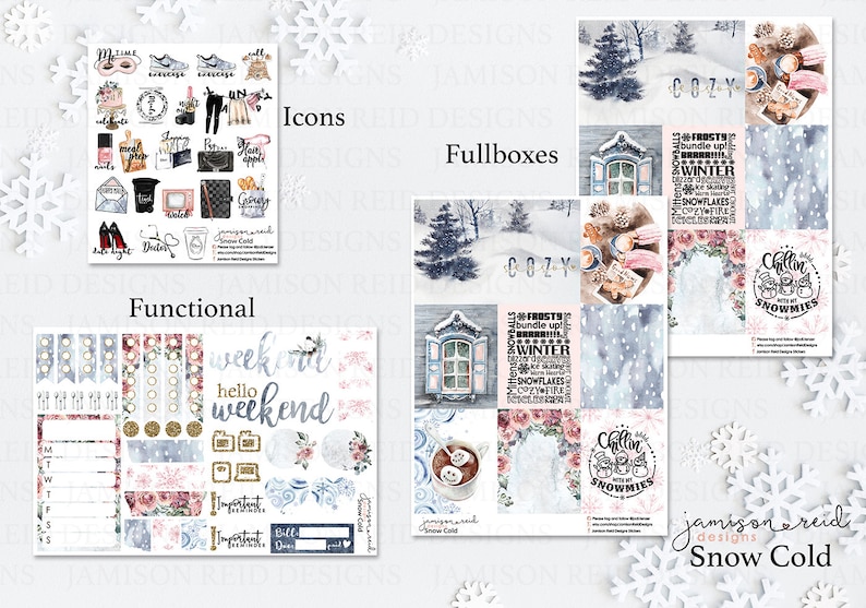 SNOW COLD Planner Stickers a la carte or kit , Fashion Girl Sticker Winter Autumn Eclp Hp bullet journal Hobonichi image 3