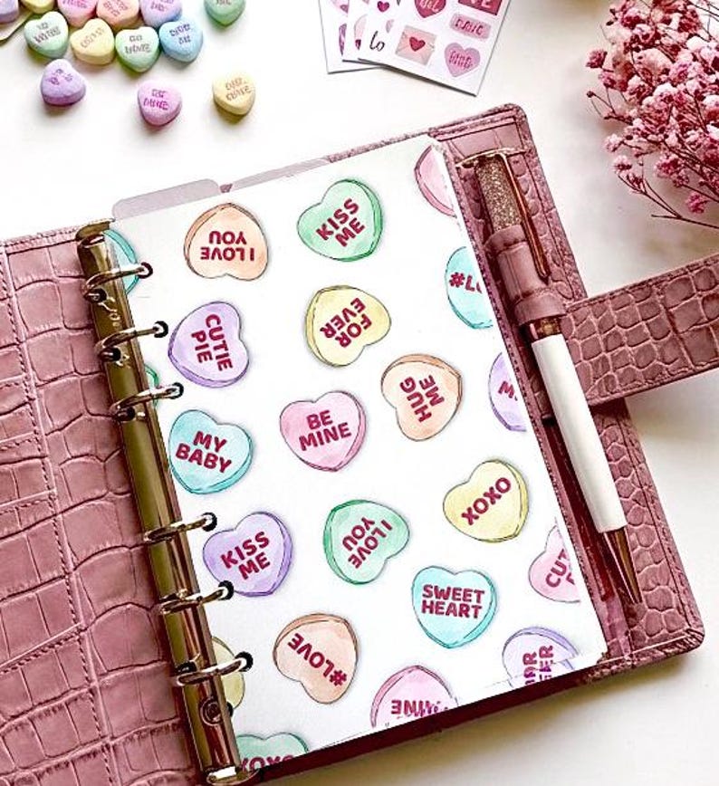 Conversation Hearts Planner Dashboard | Valentine's Planner Insert ...