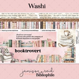 BIBLIOPHILE a la carte WASHI Planner Sticker Sheet , Fashion Girl Sticker , Eclp , Hp , bullet , journal , Hobonichi , bujo , books , read