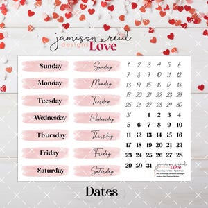 Arkusz naklejek LOVE a la carte DATES Planner, naklejka Fashion Girl, Eclp, Hp, bullet, journal, Hobonichi, bujo, Walentynki