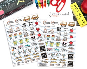 Back to School Planner Sticker Sheet for ECLP, HP and all other planner sizes